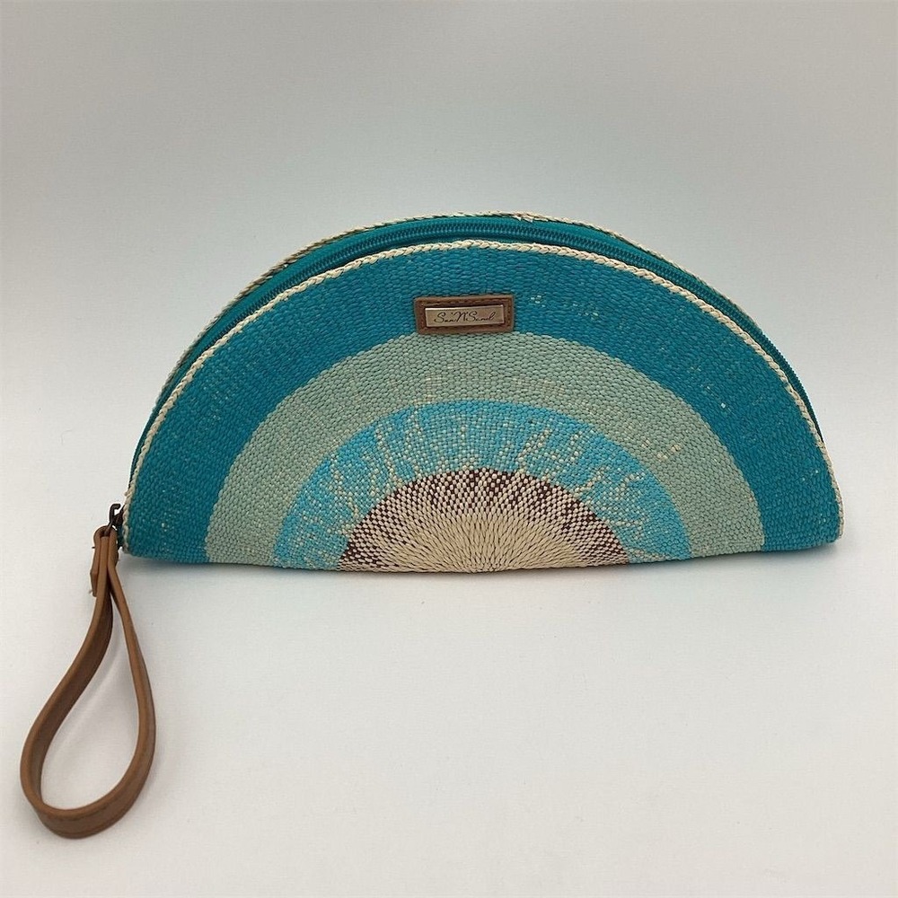 Sun‎ 'N' Sand Women's Blue Woven Clutch Bag Half Moon Design